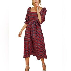 Cupshe Red Plaid Midi Dress